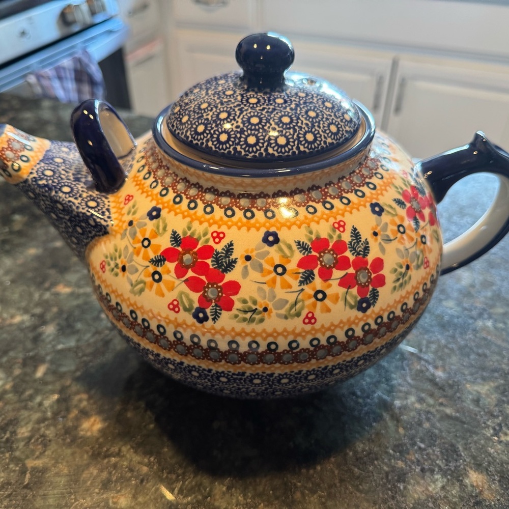 Polish pottery -Floral Ceramic Teapot - Multicolor